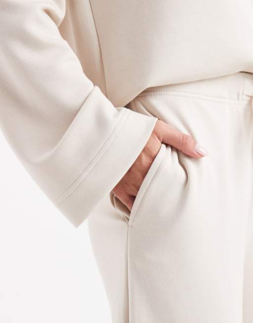 Vero Moda Petite – Superweiche Jogginghose in Creme mit Bindeband an der Taille und weitem Bein, Kombiteil, 5 von 5