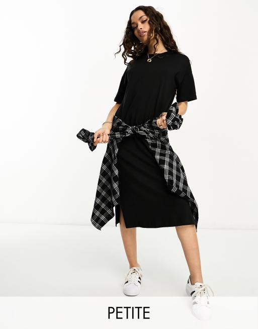 Vero Moda Petite – Svart maxiklänning i oversize och t-shirtmodell