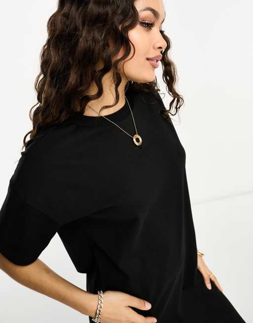 Vero Moda Petite – Svart maxiklänning i oversize och t-shirtmodell, 3 av 4