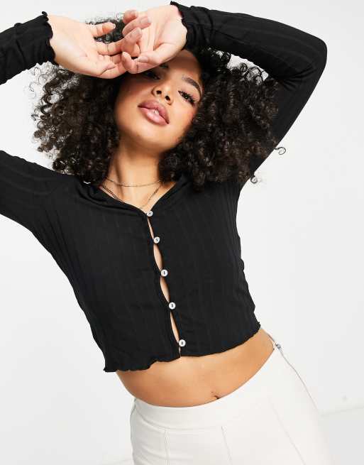 Vero Moda Petite – Svart, ribbad kofta, del av set, 3 av 4