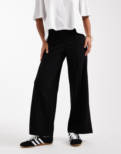 Vero Moda Petite – Svarta byxor med vida ben och veck, 3 av 5