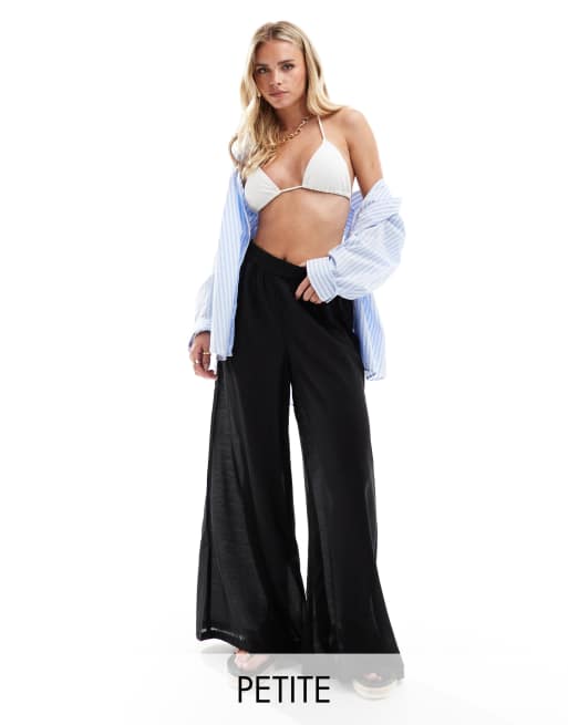 Vero Moda Petite – Svarta strandbyxor