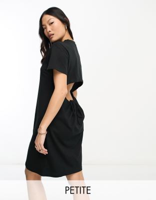 Vero Moda Petite Ribbed T-shirt Midi Dress In Black