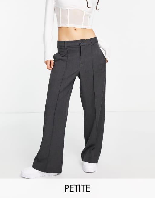 Stradivarius Petite tailored wide leg pants in gray