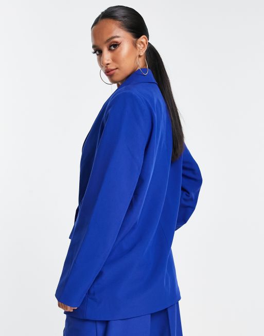 Vero Moda Petite tailored double breasted suit blazer in colbalt blue, 2 of 4