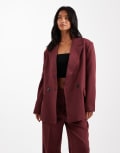 [Vero Moda Petite] Vero Moda Petite tailored herringbone blazer in burgundy (part of a set) 36 Burgundy