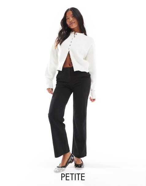 Vero Moda Petite tailored straight leg trousers in black