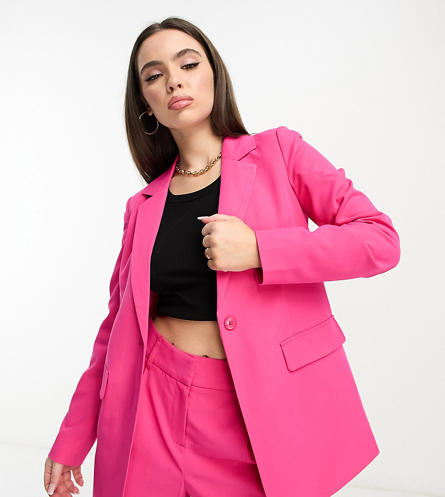 Vero Moda Petite tailored suit blazer co-ord in bright pink