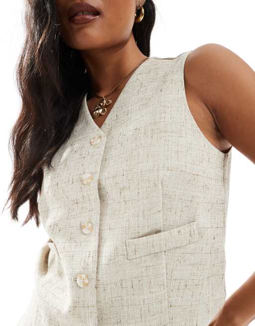 Vero Moda Petite tailored vest in oatmeal - part of a set , 2 of 4
