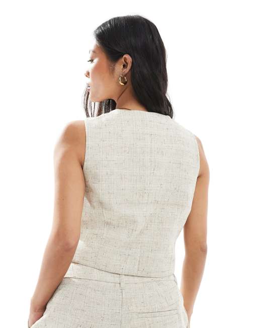 Vero Moda Petite tailored vest in oatmeal - part of a set , 3 of 4