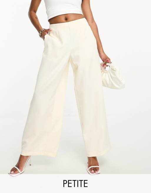 Cream Woven Tailored Wide Leg Pants