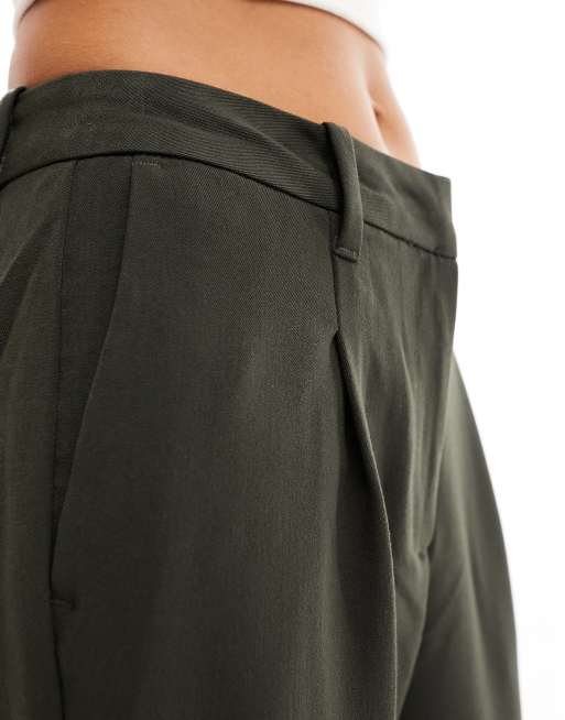 Vero Moda Petite tailored wide leg pants in khaki - part of a set, 2 of 5