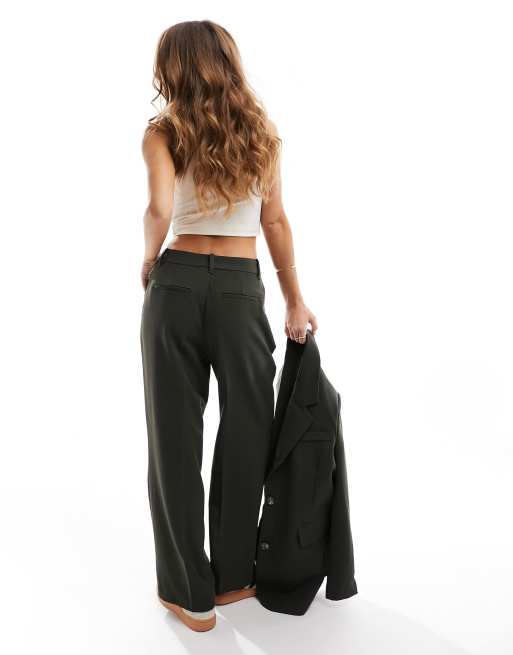 Vero Moda Petite tailored wide leg pants in khaki - part of a set, 3 of 5