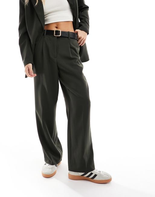 Vero Moda Petite tailored wide leg pants in khaki - part of a set, 4 of 5