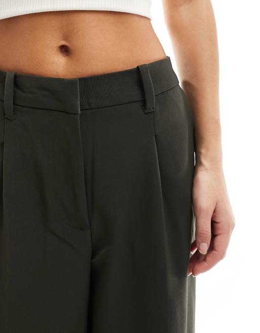 Vero Moda Petite tailored wide leg trouser co-ord in khaki, 5 of 5
