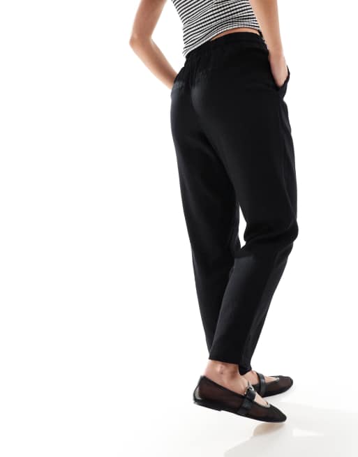 Vero Moda Petite - Tapered bukser i sort hørblanding, 5 af 5