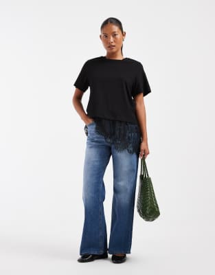 Vero Moda Petite Tessa High Waisted Wide Leg Jeans In Blue