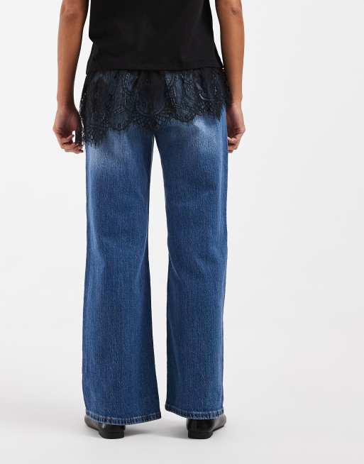 Vero Moda Petite Tessa high waisted wide leg jeans in washed mid blue, 3 of 5