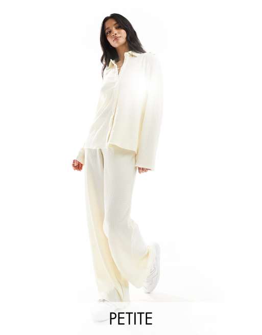 Vero Moda Petite textured jersey shirt in cream (part of a set)