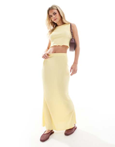 Vero Moda petite textured sleeveless top and maxi skirt set in pale banana - view 1