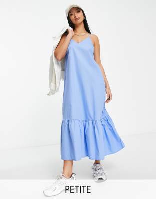 Vero Moda Petite Vero Moda Petite tiered cami midi dress in blue