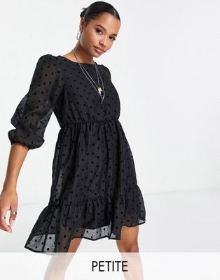 Vero Moda Petite tiered dress in black
