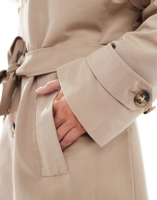 Vero Moda Petite - Trenchcoat met lange pasvorm en riem in stone, 2 van 4