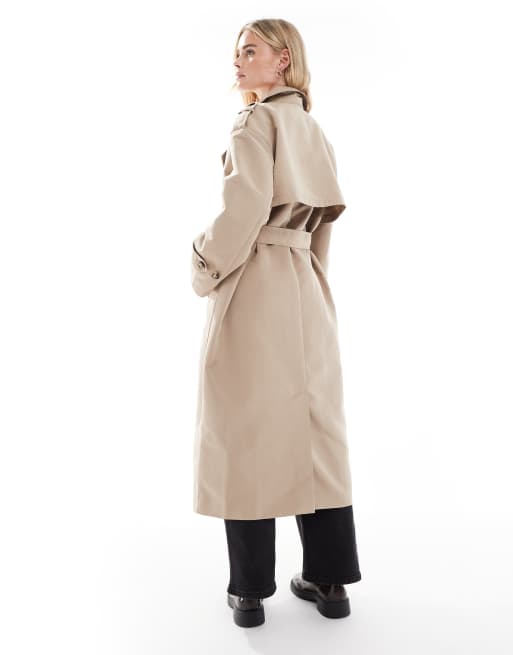Vero Moda Petite - Trenchcoat met lange pasvorm en riem in stone, 3 van 4