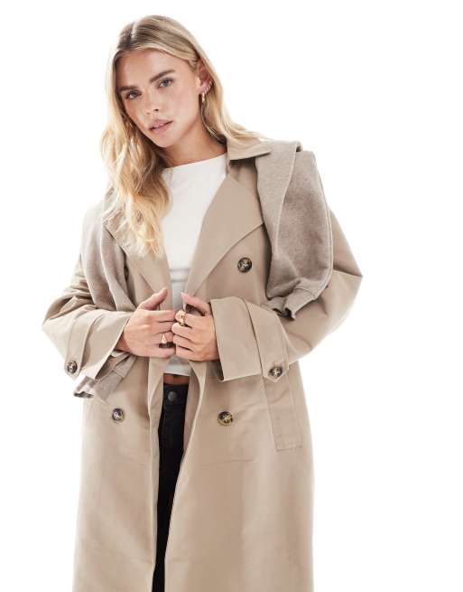 Vero Moda Petite - Trenchcoat met lange pasvorm en riem in stone, 4 van 4