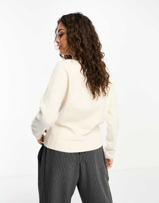 Vero Moda Petite - Trui met ronde hals in crème, 2 van 4