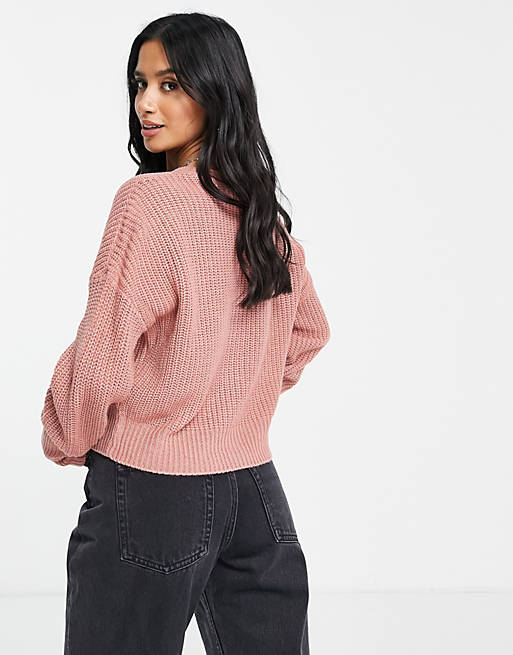 Jumpers & Cardigans Vero Moda Petite v-neck cardigan with deep cuff in rose 