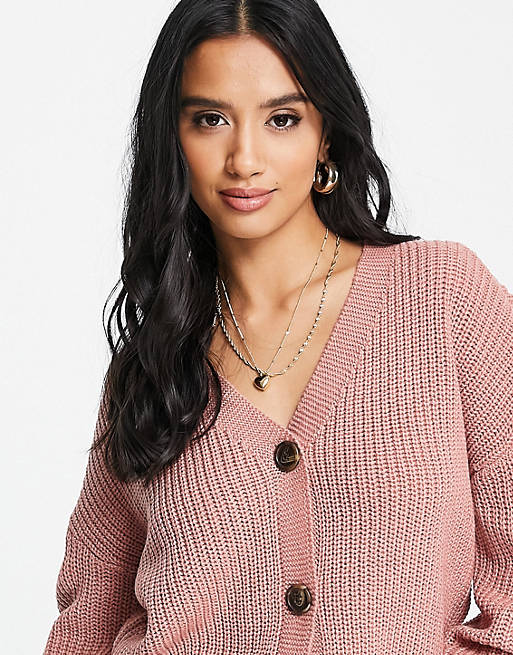 Jumpers & Cardigans Vero Moda Petite v-neck cardigan with deep cuff in rose 