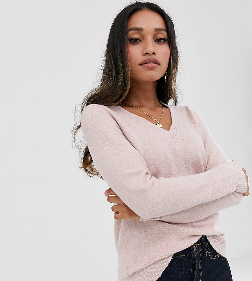 Vero Moda Petite v neck knitted sweater in pink