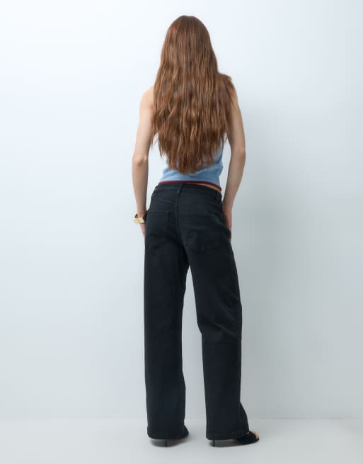 Vero Moda Petite vaqueros de pierna ancha de talle alto en denim negro, 4 de 5