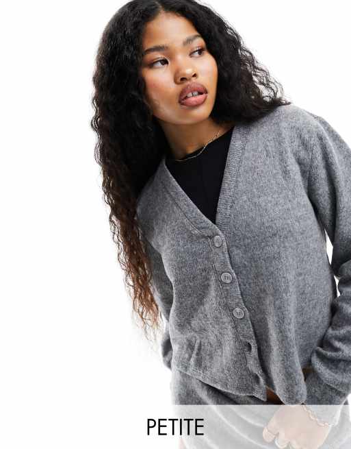 Vero Moda Petite - Vest met knoopsluiting in gemêleerd grijs, deel van co-ord set
