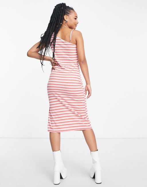 Vero Moda Petite - Vestito corto in jersey rosa con stampa a righe, 2 di 4