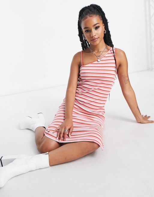 Vero Moda Petite - Vestito corto in jersey rosa con stampa a righe, 4 di 4