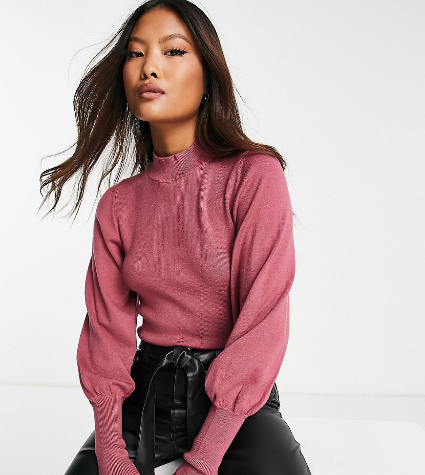 Vero Moda Petite volume sleeve sweater in rose-Pink