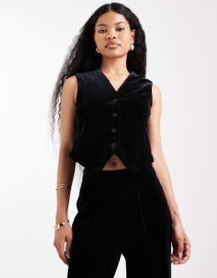 Vero Moda Petite - Weste aus Samt in Schwarz, Kombiteil