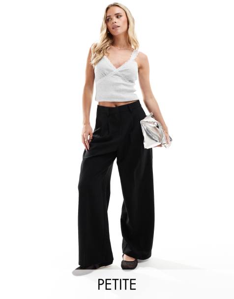 Vero Moda Petite wide leg dad pants in black - view 1