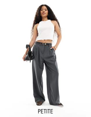 Vero Moda Petite Wide Leg Dad Pants In Gray