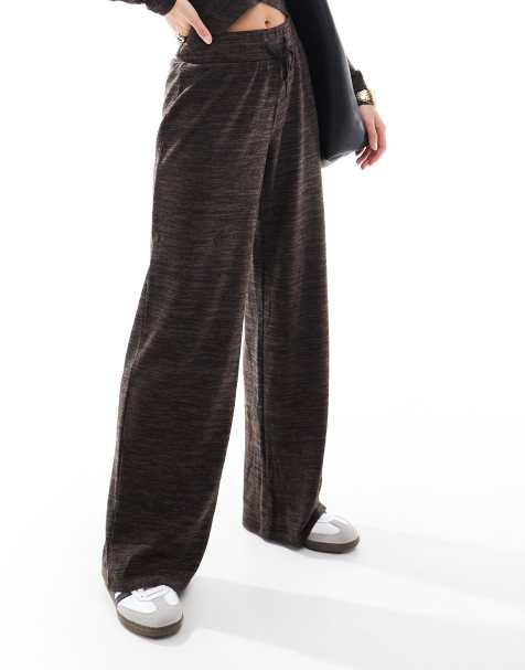 Vero Moda Petite wide leg jersey trouser co-ord in chocolate melange