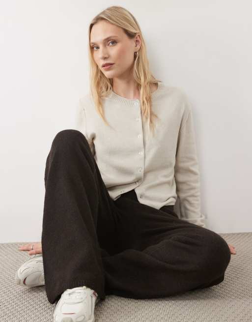 Vero Moda Petite wide leg knitted pants co-ord in chocolate brown melange, 2 of 5
