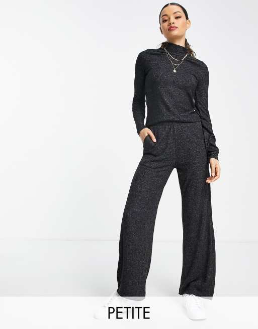 Vero Moda Petite wide leg knitted pants in dark grey (part of a set)