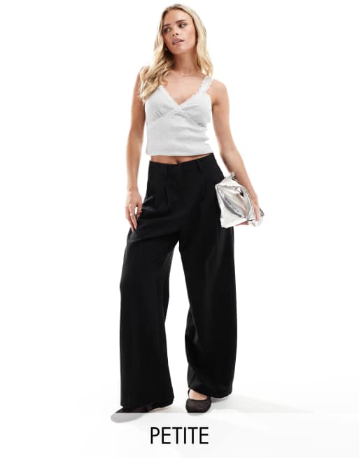 Vero Moda Petite wide leg pants in black