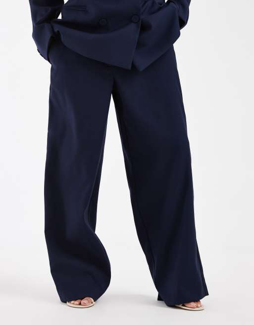 Vero Moda Petite wide leg tailored pants in navy (part of a set), 2 of 5
