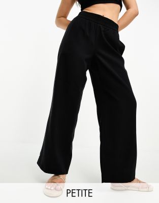 Vero Moda Petite wide leg trousers in black ASOS