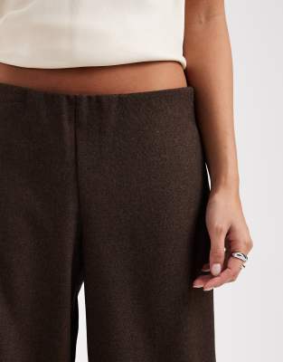 Vero Moda Petite Wide Leg Tweed Look Tailored Trouser Co-ord In Brown