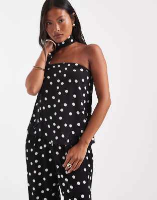 Vero Moda Petite Woven Bandeau Top With Scarf Detail In Black