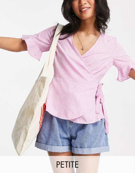 Vero Moda Petite wrap blouse in lilac ditsy floral - view 1